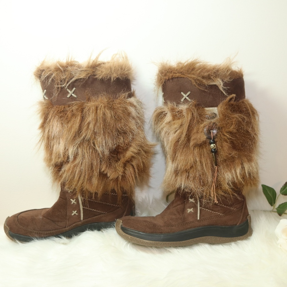 Pajar Camel Suede Leather Fur boots Sz 7 - Picture 8 of 8